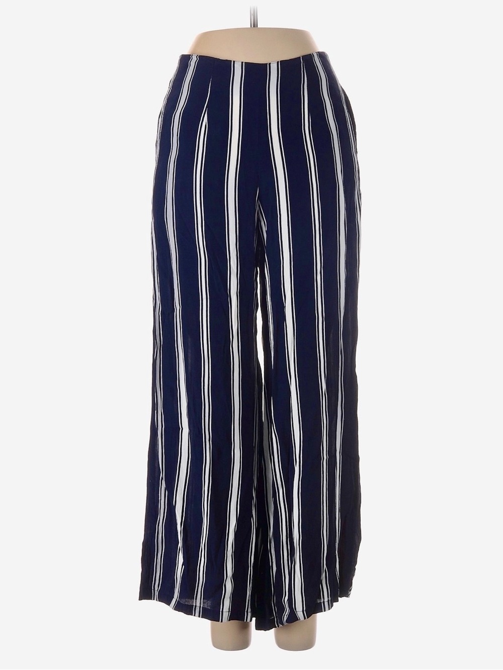 Faithfull the Brand Navy and White Vertical-Stripe Wide Leg Pants